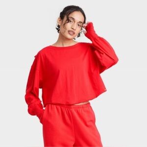 Womens‎ NWT JoyLab Boxy Fit Cross Back Long Sleeve Thumbholes T-Shirt